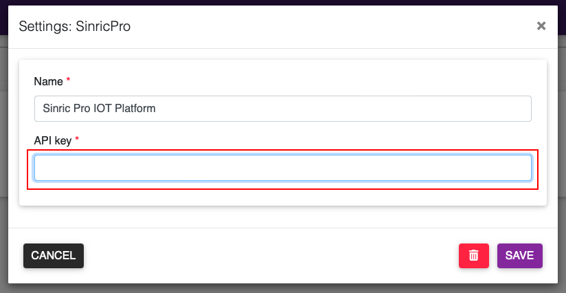 Homebridge-SinricPro plugin settings